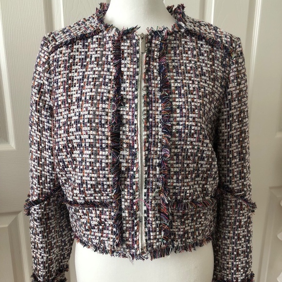 Beautiful Carolina Belle cropped, multicolor zip up blazer jacket medium, NWT - Picture 1 of 7